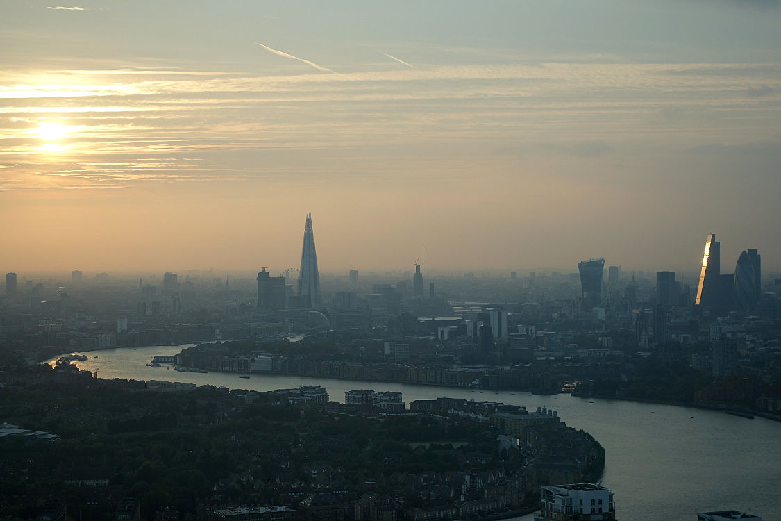 View of central London from Canary Wharf 2014